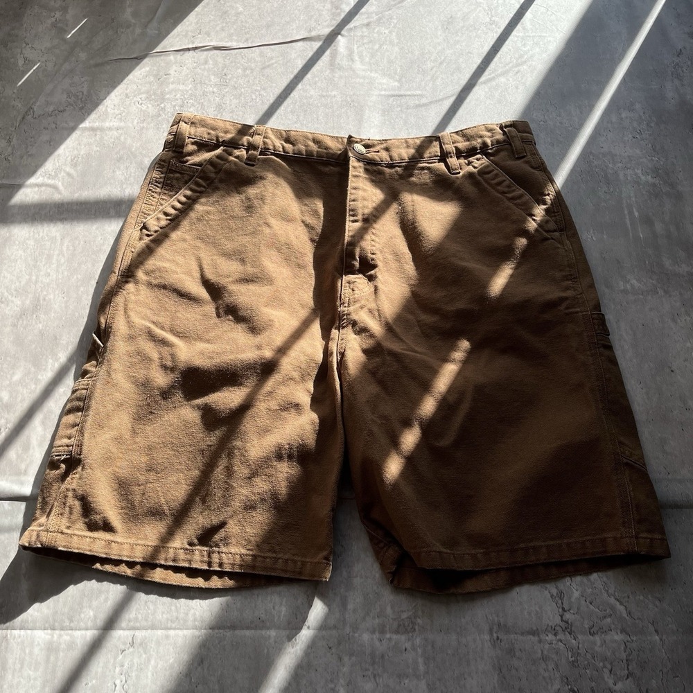 Wolverine Shorts Mens 38 Brown 100% Cotton Canvas Cargo Wide Leg Logo Workwear